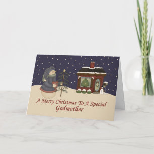 Cartes Pour Fêtes Annuelles Bonhomme de neige de Noël à une marraine spéciale