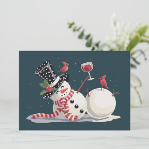 Cartes Pour Fêtes Annuelles Bonhomme de neige de Noël avec vin cadeau Xmas buv