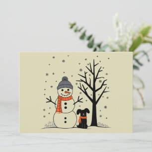Cartes Pour Fêtes Annuelles Bonhomme de neige de Noël Chien de Noël Hiver