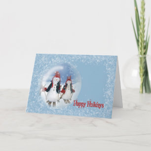 Cartes Pour Fêtes Annuelles Bonhomme de neige de Noël faisant du ski