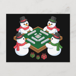 Cartes Pour Fêtes Annuelles Bonhomme de neige de Noël Mahjong jeu de table Xma