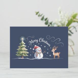 Cartes Pour Fêtes Annuelles Bonhomme de neige de Noël Renne Sapin de Noël Hive