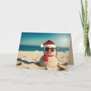 Cartes Pour Fêtes Annuelles Bonhomme de neige de plage