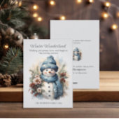 Cartes Pour Fêtes Annuelles Bonhomme de neige de Winter Wonderland bleu poussi