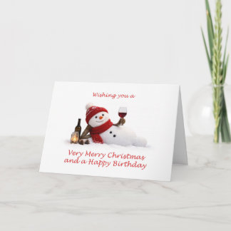Cartes Pour Fêtes Annuelles Bonhomme de neige décontracté avec du vin Noël Ann