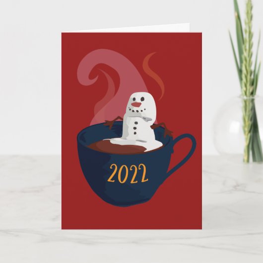 Cartes Pour Fêtes Annuelles Bonhomme de neige en guimauve dans un chocolat cha (Devant)