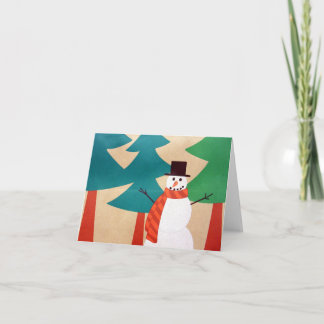 Cartes Pour Fêtes Annuelles Bonhomme de neige et arbres de vacances de Noël