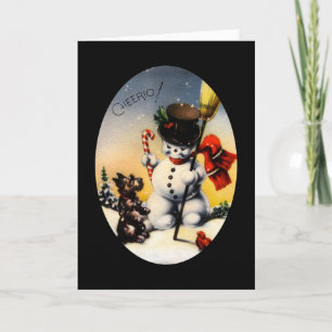 Cartes Pour Fêtes Annuelles Bonhomme de neige et chien de Scotty salut !
