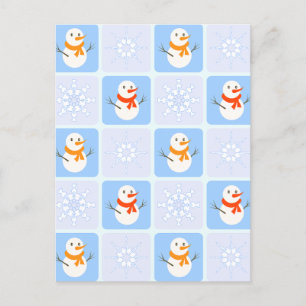 Cartes Pour Fêtes Annuelles Bonhomme de neige et flocons de neige à motif à ca