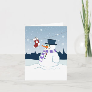 Cartes Pour Fêtes Annuelles Bonhomme de neige et Noël de bas