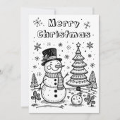 Cartes Pour Fêtes Annuelles Bonhomme de neige et sapin de Noël | Colorie-moi (Devant)