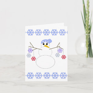 Cartes Pour Fêtes Annuelles Bonhomme de neige friable avec ornements en flocon