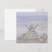 Cartes Pour Fêtes Annuelles Bonhomme de neige Frosty à la plage (Devant / Derrière)