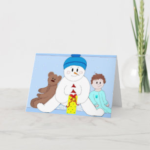 Cartes Pour Fêtes Annuelles Bonhomme de neige géant et ses amis