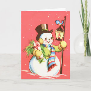 Cartes Pour Fêtes Annuelles Bonhomme de neige heureux