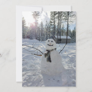 Cartes Pour Fêtes Annuelles Bonhomme de neige heureux photographié en hiver or