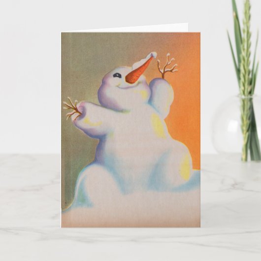 Cartes Pour Fêtes Annuelles bonhomme de neige heureux salue le matin (Devant)