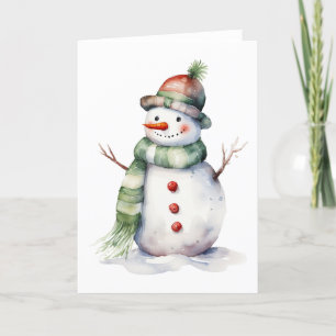 Cartes Pour Fêtes Annuelles Bonhomme de neige mignon et réaliste BLANK
