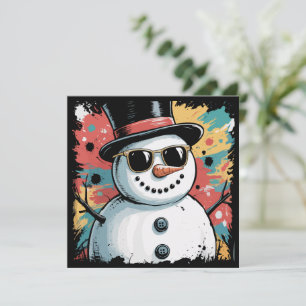 Cartes Pour Fêtes Annuelles Bonhomme de neige Noël Coup de pinceau Éclaboussur