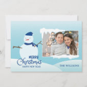 Cartes Pour Fêtes Annuelles Bonhomme de neige Noël photo d'hiver  (Devant)