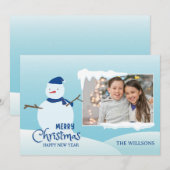 Cartes Pour Fêtes Annuelles Bonhomme de neige Noël photo d'hiver  (Devant / Derrière)