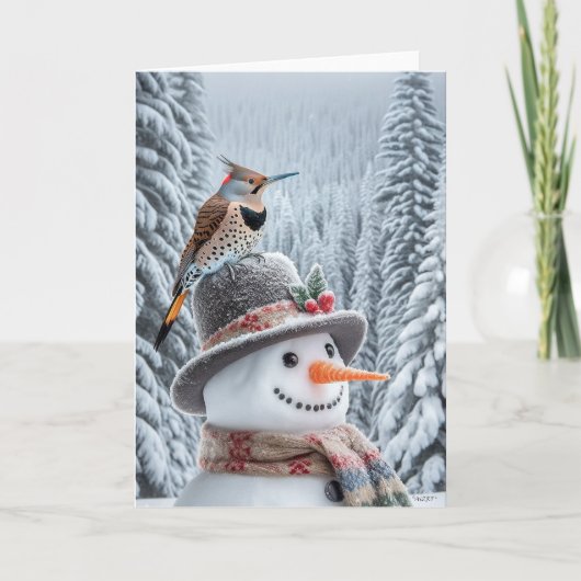 CARTES POUR FÊTES ANNUELLES BONHOMME DE NEIGE NORTHERN FLICKER - PAYS DE RÊVE (Devant)