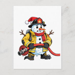 Cartes Pour Fêtes Annuelles Bonhomme de neige Pompier Noël 2026 Drôle de Vacan