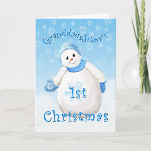 Cartes Pour Fêtes Annuelles Bonhomme de neige pour le premier Noël de petite-f