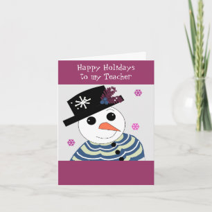 Cartes Pour Fêtes Annuelles Bonhomme de neige pour mon professeur