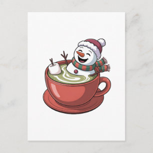 Cartes Pour Fêtes Annuelles Bonhomme de neige prenant un bain sur un verre de