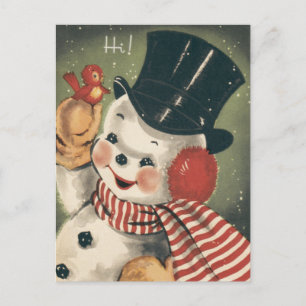 Cartes Pour Fêtes Annuelles Bonhomme de neige rétro vintage joyeux