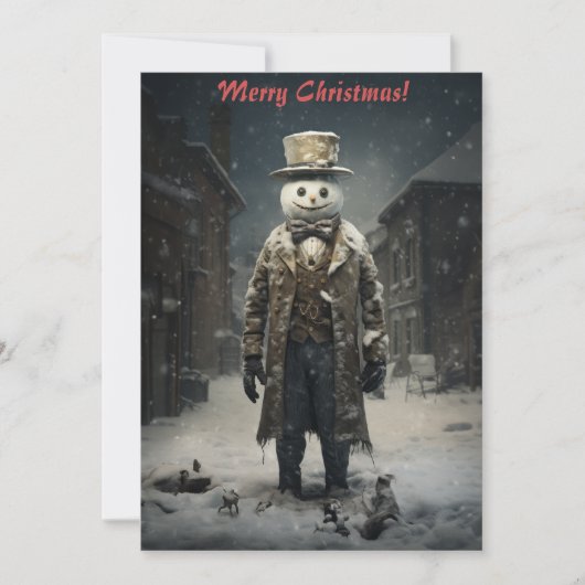 Cartes Pour Fêtes Annuelles Bonhomme de neige sombre de Noël (Devant)