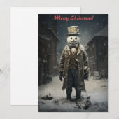 Cartes Pour Fêtes Annuelles Bonhomme de neige sombre de Noël (Devant / Derrière)
