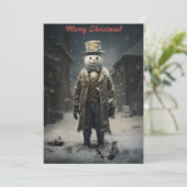 Cartes Pour Fêtes Annuelles Bonhomme de neige sombre de Noël (Debout devant)