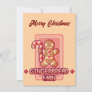 Cartes Pour Fêtes Annuelles Bonhomme en pain d'épices, Joyeux Noël, Pixel Art
