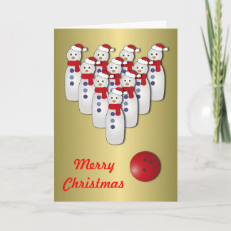 Cartes Pour Fêtes Annuelles Bonhommes de neige de bowling de Noël