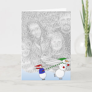 Cartes Pour Fêtes Annuelles Bonhommes de neige de patinage 2