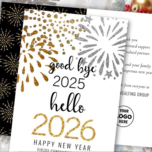 Cartes Pour Fêtes Annuelles Bonjour 2025 Business Gold Parties scintillant Fes