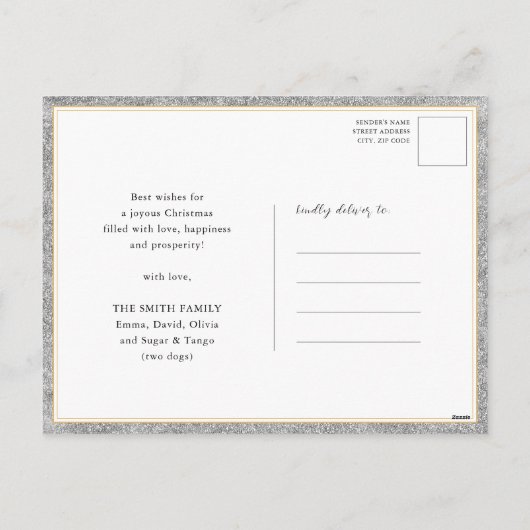 Cartes Pour Fêtes Annuelles Bonjour 2025 Parties scintillant d'or Festive feux (Dos)