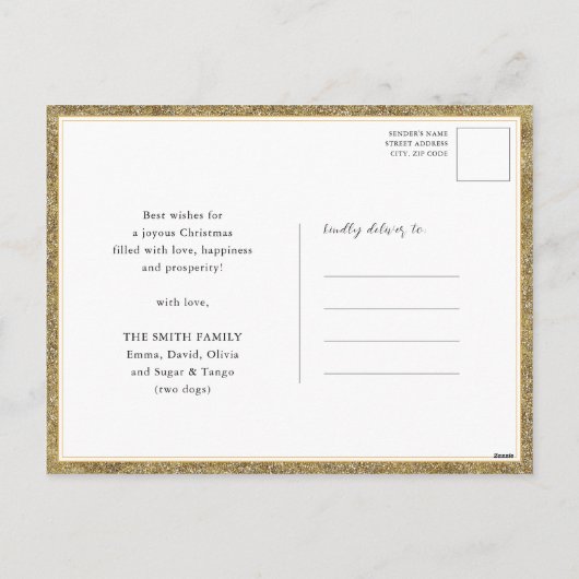 Cartes Pour Fêtes Annuelles Bonjour 2025 Parties scintillant d'or Festive feux (Dos)