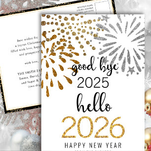 Cartes Pour Fêtes Annuelles Bonjour 2025 Parties scintillant d'or Festive feux