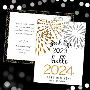 Cartes Pour Fêtes Annuelles Bonjour 2025 Parties scintillant d'or Festive feux