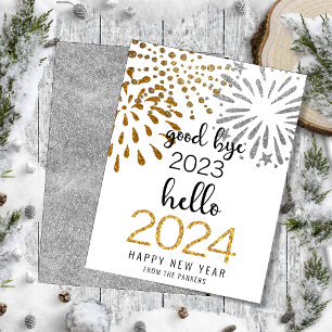 Cartes Pour Fêtes Annuelles Bonjour 2025 Parties scintillant d'or Festive feux