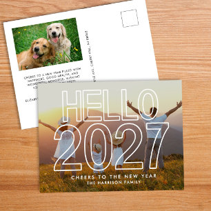 Cartes Pour Fêtes Annuelles Bonjour 2027 Photo Nouvel An Moderne