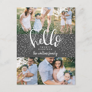 CARTES POUR FÊTES ANNUELLES BONJOUR ANNÉE DE PHOTO MULTI DE NEIGE NOUVELLE