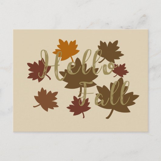 Cartes Pour Fêtes Annuelles Bonjour Automne aquarelle automne Feuilles d'autom (Devant)