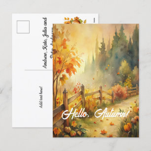 Cartes Pour Fêtes Annuelles Bonjour, Automne - Paysage Automne Rustique
