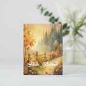 Cartes Pour Fêtes Annuelles Bonjour, Automne - Paysage Automne Rustique (Debout devant)