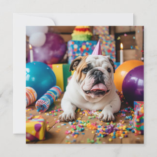 CARTES POUR FÊTES ANNUELLES BONJOUR D'ANNIVERSAIRE BULLDOG GREETING CARD