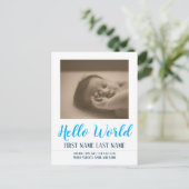 Cartes Pour Fêtes Annuelles Bonjour le Monde - annonce de naissance avec photo (Debout devant)